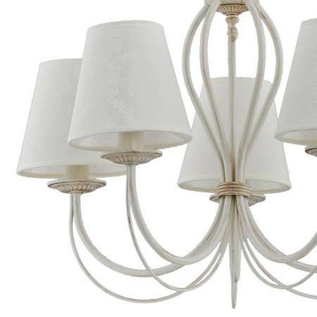 Żyrandol klasyczny z abażurami IRMA śr. 56cm biały antyczny/ecru