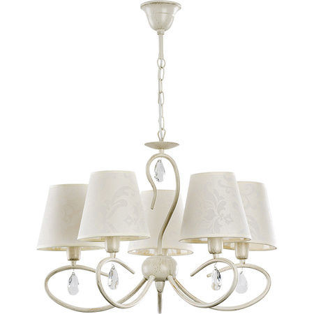 Żyrandol klasyczny z abażurami BALI WHITE śr. 50cm biały antyczny/ecru