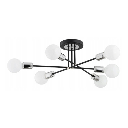 Lampa sufitowa do salonu 6 punktowa TOLEDO wys.22 cm | czarny