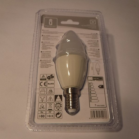 Żarówka LED E14 7W zimna 6400K świeczka C37