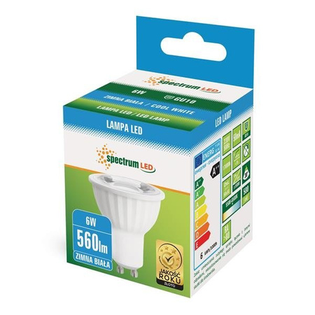 LED GU10 230V 6W SMD 45ST CW Z SOCZEWKĄ SPECTRUM