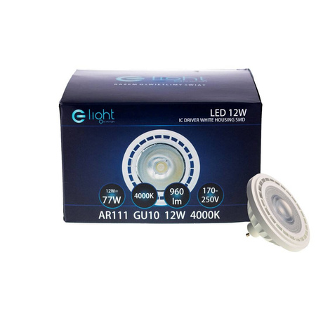 ŻARÓWKA GU10 AR111, 12W LED, barwa neutralna 4000K I Biała I AR8043