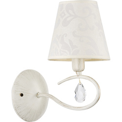 Kinkiet z abażurem BALI WHITE kryształki biały antyczny/ecru