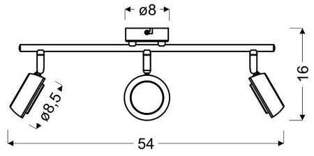 Lampa sufitowa MILD listwa, 3x6W LED, szary/chrom, barwa ciepła 3000K, 93-66541