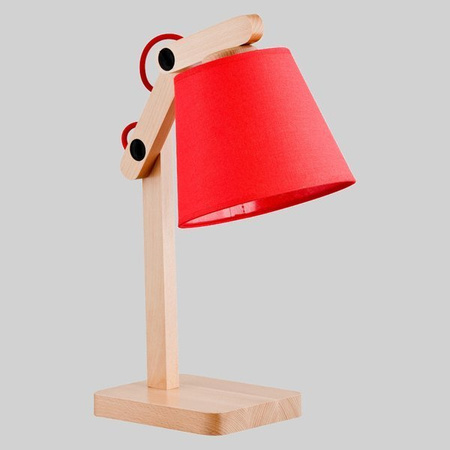 Nowoczesna lampa stojąca biurkowa JOGA I drewno/czerwo śr. 32cm