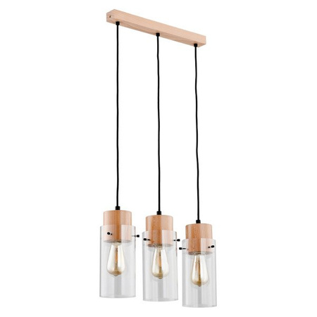 Lampa wisząca TANTUM drewno/czarny szer. 48cm