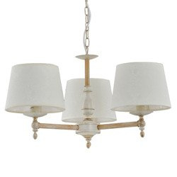 Żyrandol klasyczny z abażurami ROKSANA WHITE śr. 55cm biały antyczny/szary