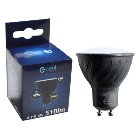 CZARNA ŻARÓWKA GU10 LED, EKZA251, 6W, BARWA: CIEPŁA