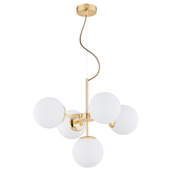 Lampa wisząca ALFA HIT ZŁOTA & BIAŁA 5xE14 56cm | 63347