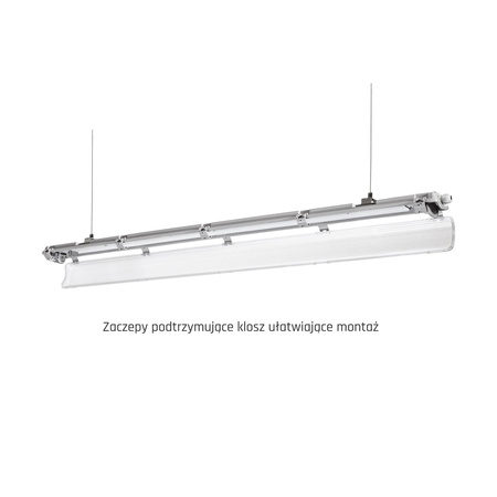 Przelotowa oprawa hermetyczna LIMEA LED TUBE SLIM 40W dł. 127cm | szary