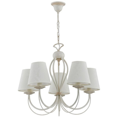 Żyrandol klasyczny z abażurami IRMA śr. 56cm biały antyczny/ecru