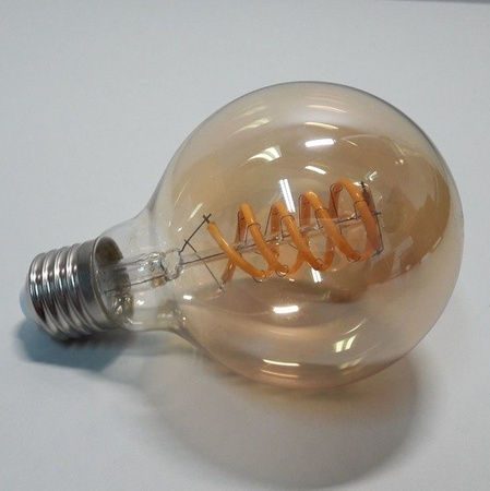 Żarówka FILAMENT LED E27 6W ciepła 3000K kula G80 gold spirala